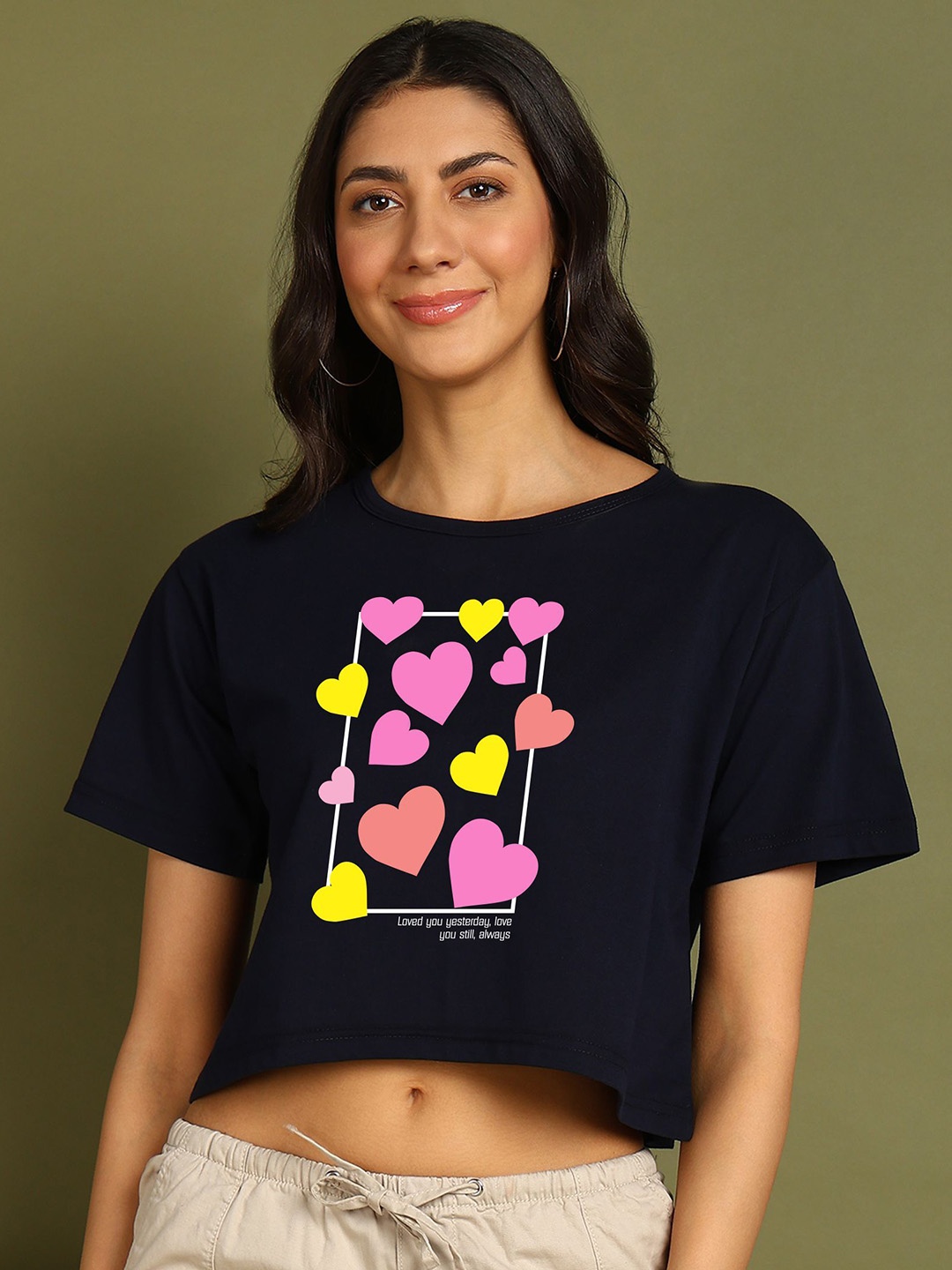 

Moda Rapido Women Printed Drop-Shoulder Sleeves Bio Finish T-shirt, Navy blue
