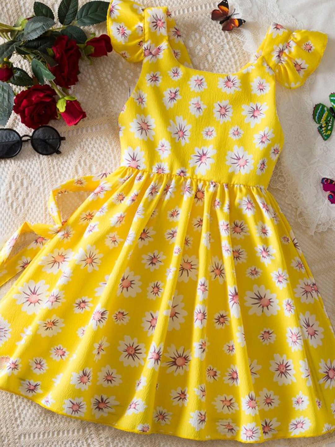 

LULU & SKY Floral Print Fit & Flare Dress, Yellow