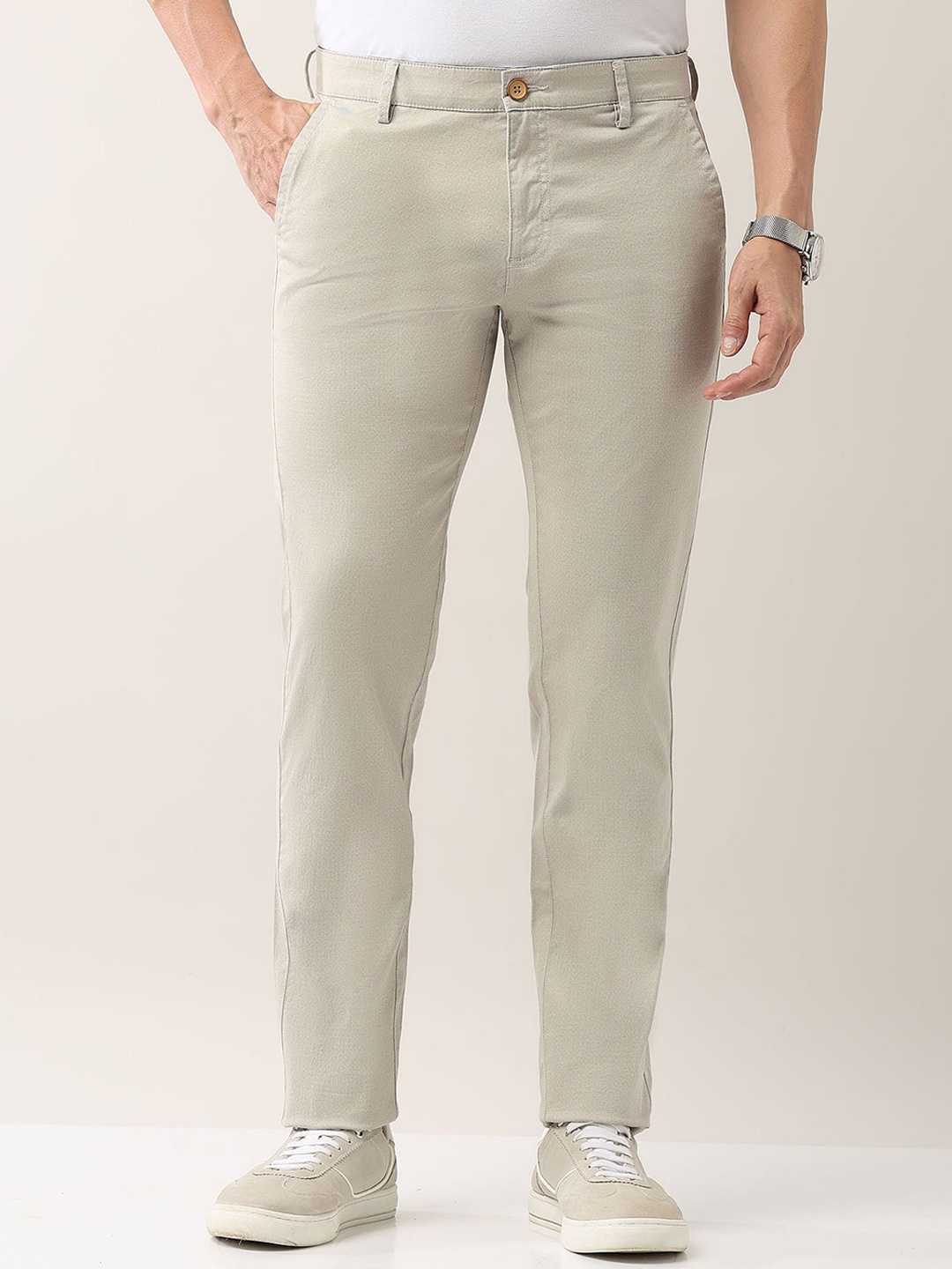 

AD By Arvind Men Slim Fit Chinos Trousers, Beige