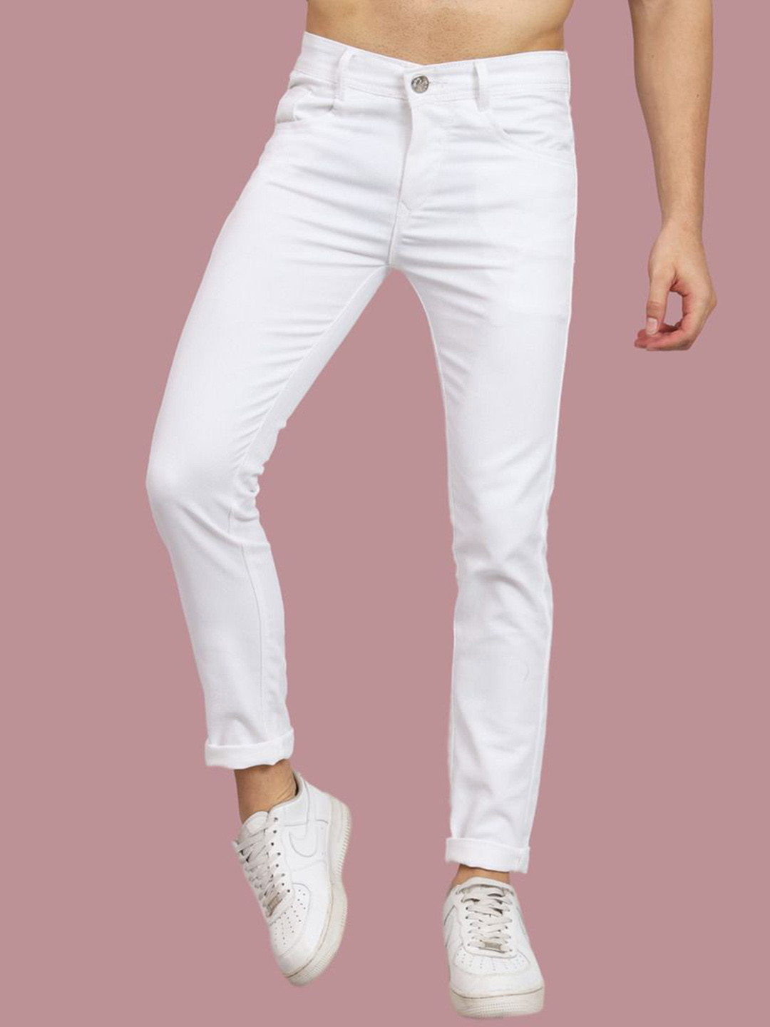 

COMFITS Men Classic Highly Distressed Stretchable Jeans, White