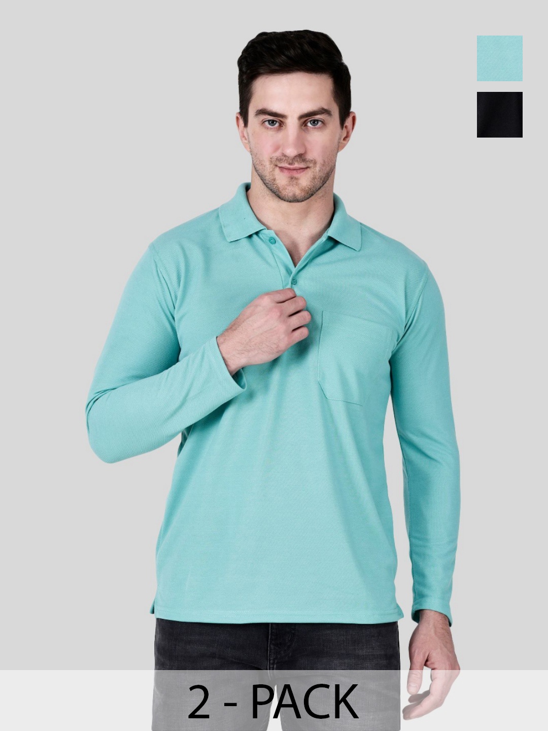 

SAIKSA FASHION Men 2 Polo Collar Pockets T-shirt, Multi