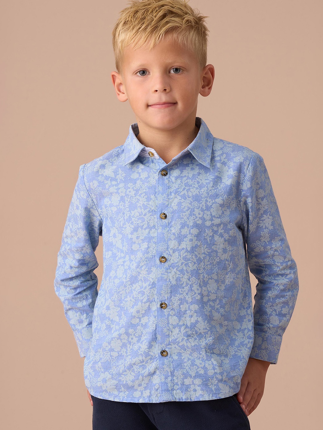 

Angel & Rocket Boys Floral Opaque Printed Casual Shirt, Blue