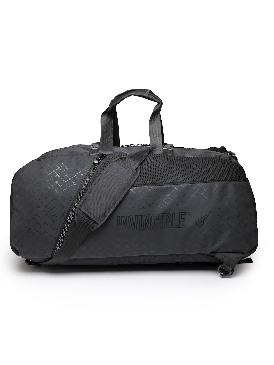 

Invincible Printed Convertible Duffle Bag, Black