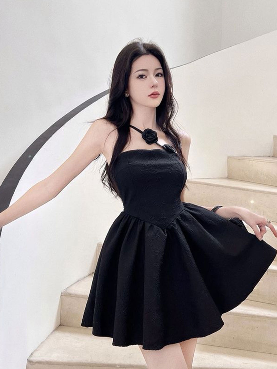 

LULU & SKY Fit & Flare Mini Dress, Black