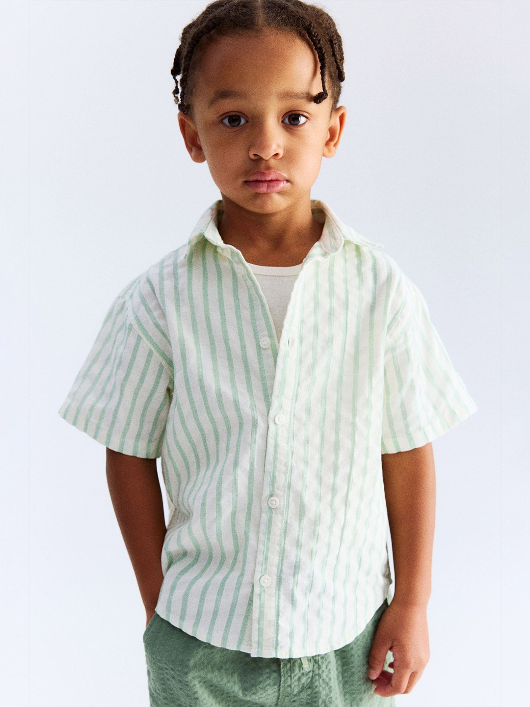 

H&M Cotton Seersucker Shirt, White