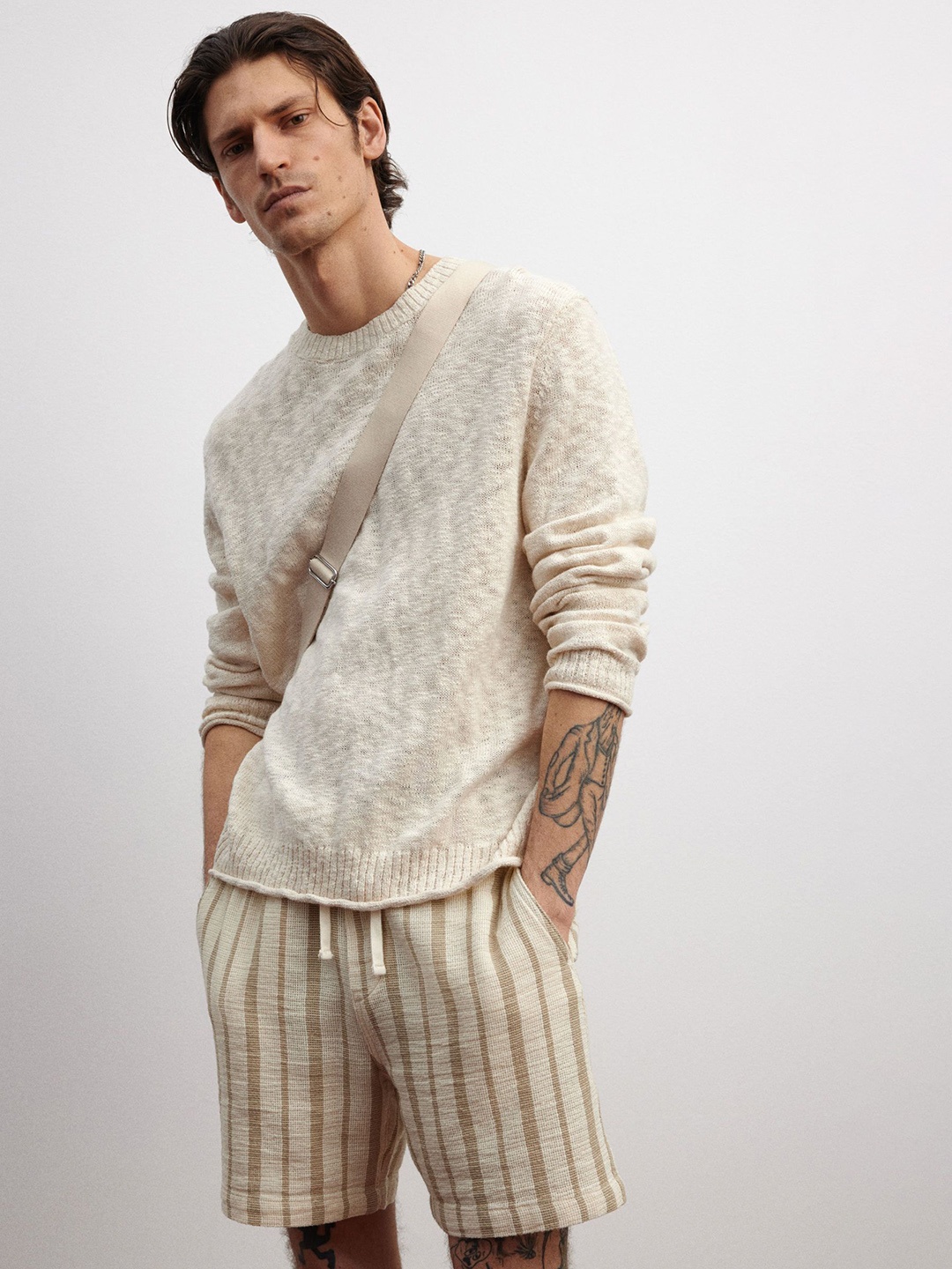 

H&M Regular Fit Woven Shorts, Beige
