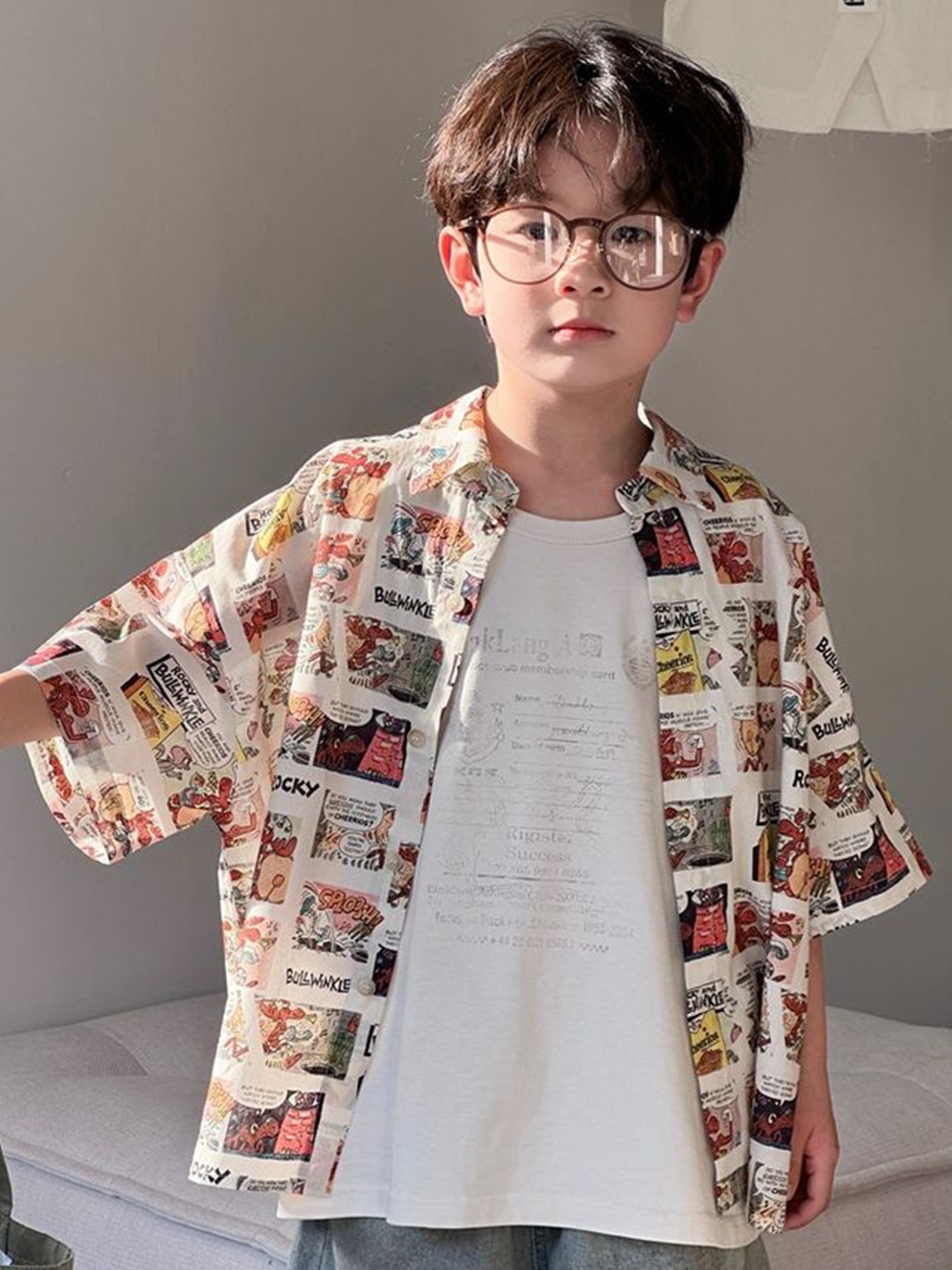 

LULU & SKY Boys Boxy Floral Opaque Printed Casual Shirt, Multi