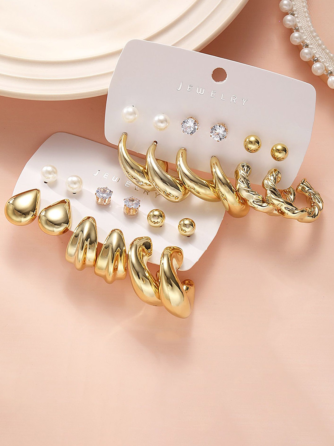 

LULU & SKY Contemporary Studs Earrings, Gold