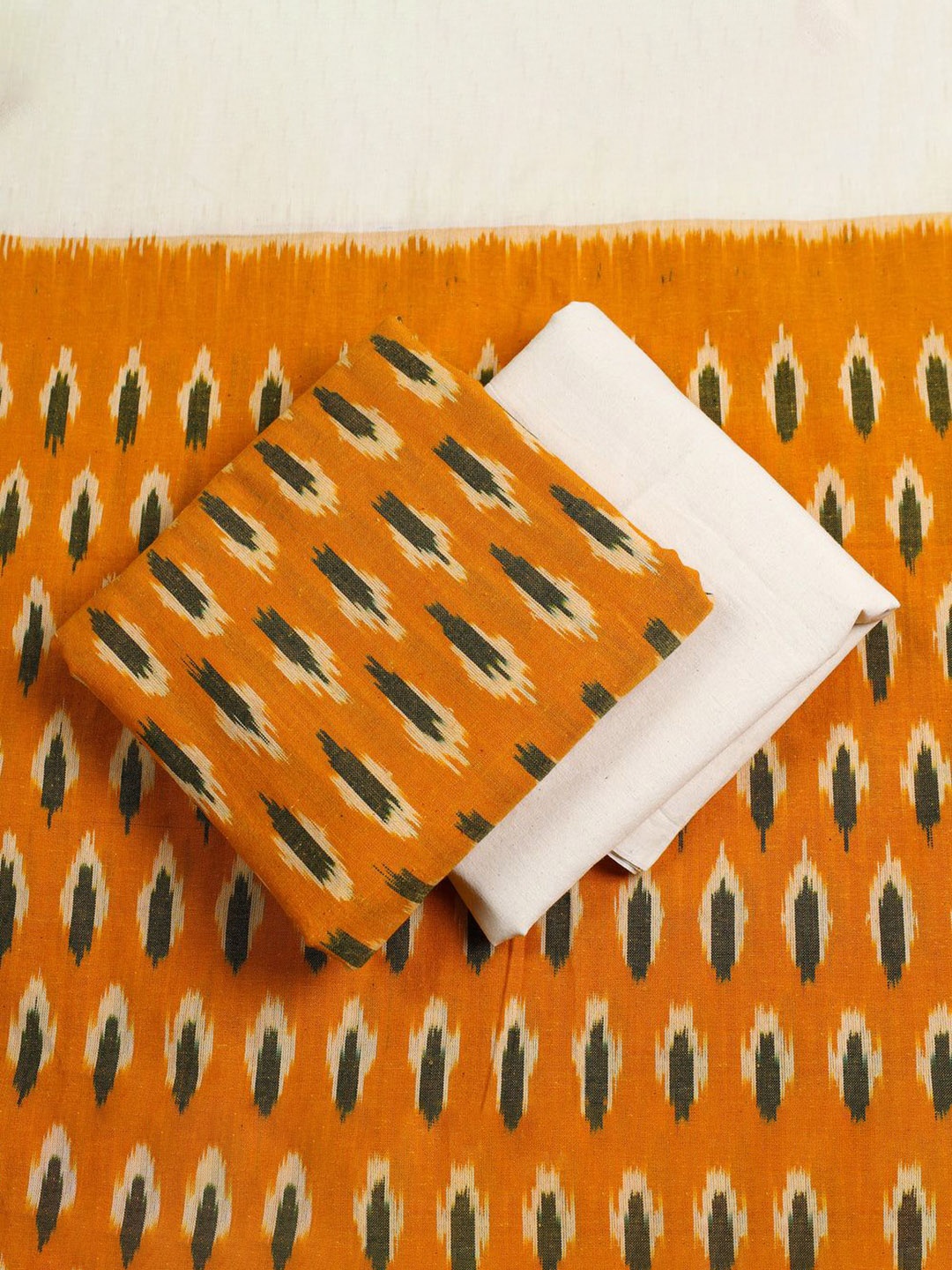 

iTokri Pure Cotton Unstitched Dress Material, Orange