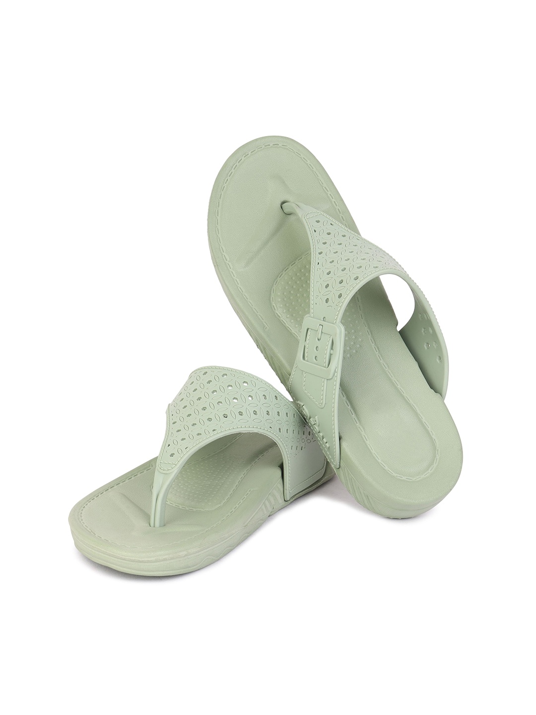 

PENNEN Women Thong Flip-Flops, Green