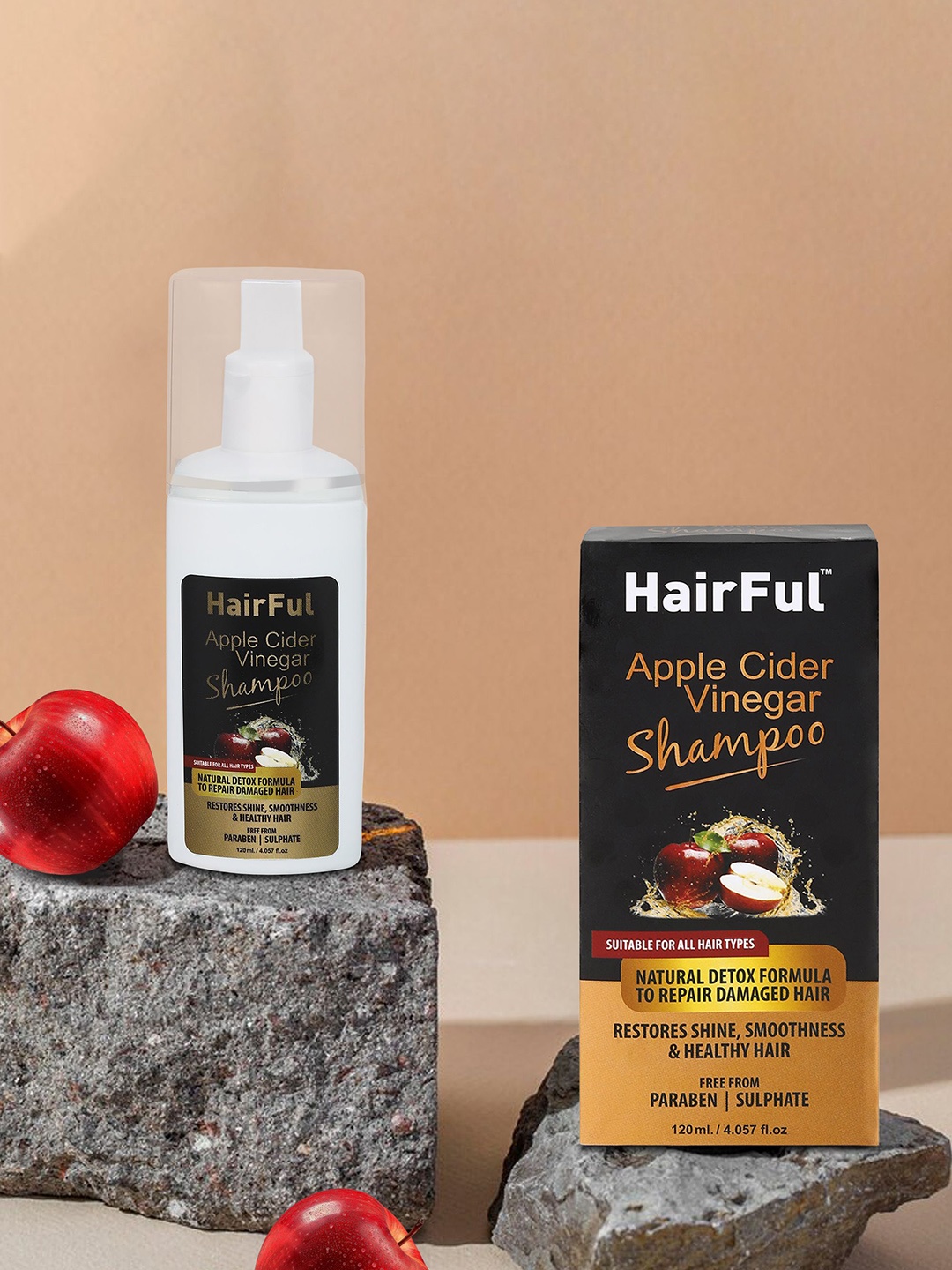 

HairFul Apple Cider Vinegar Shampoo For Dandruff- 120 ml, Black