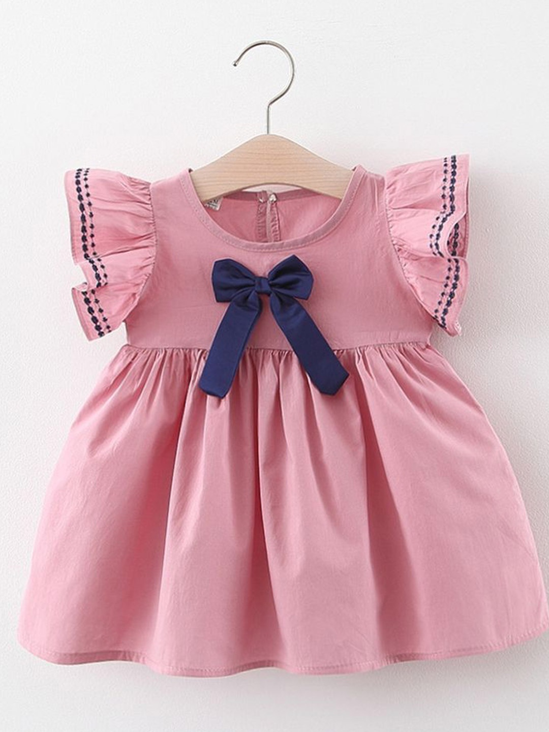 

LULU & SKY Flutter Sleeve Fit & Flare Dress, Pink