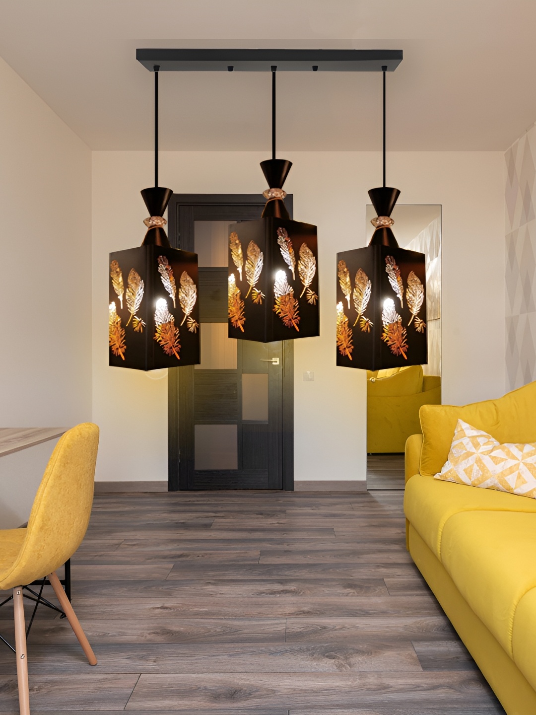 

GAUVIK Black & Brown Textured Ceiling Lamp