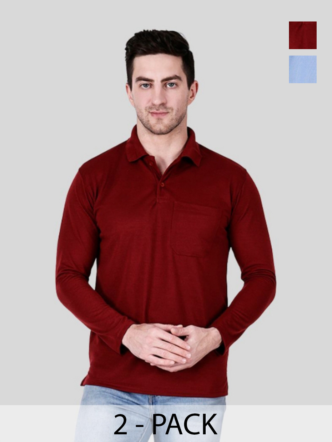 

SAIKSA FASHION Men 2 Polo Collar Pockets T-shirt, Multi