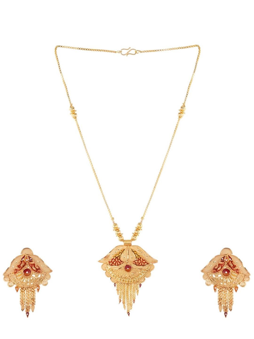 

Z HOME Gold-Plated Traditional Textured Jewellery Set