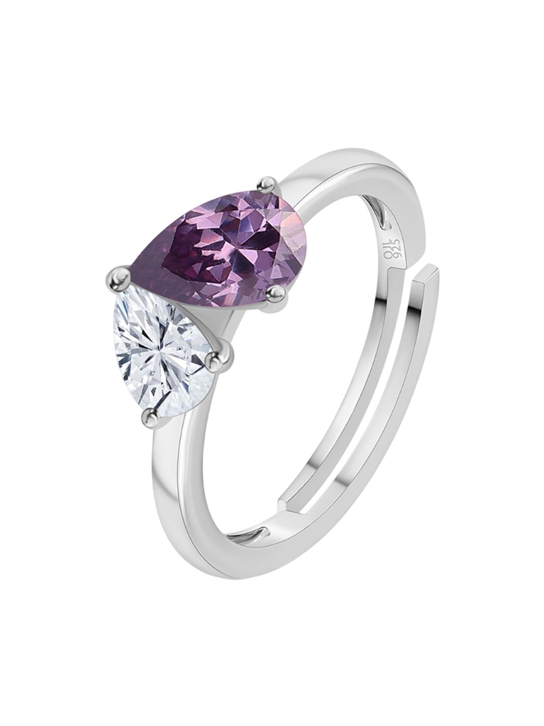 

Ornate Jewels 925 Silver-Plated Amethyst Adjustable Finger Ring