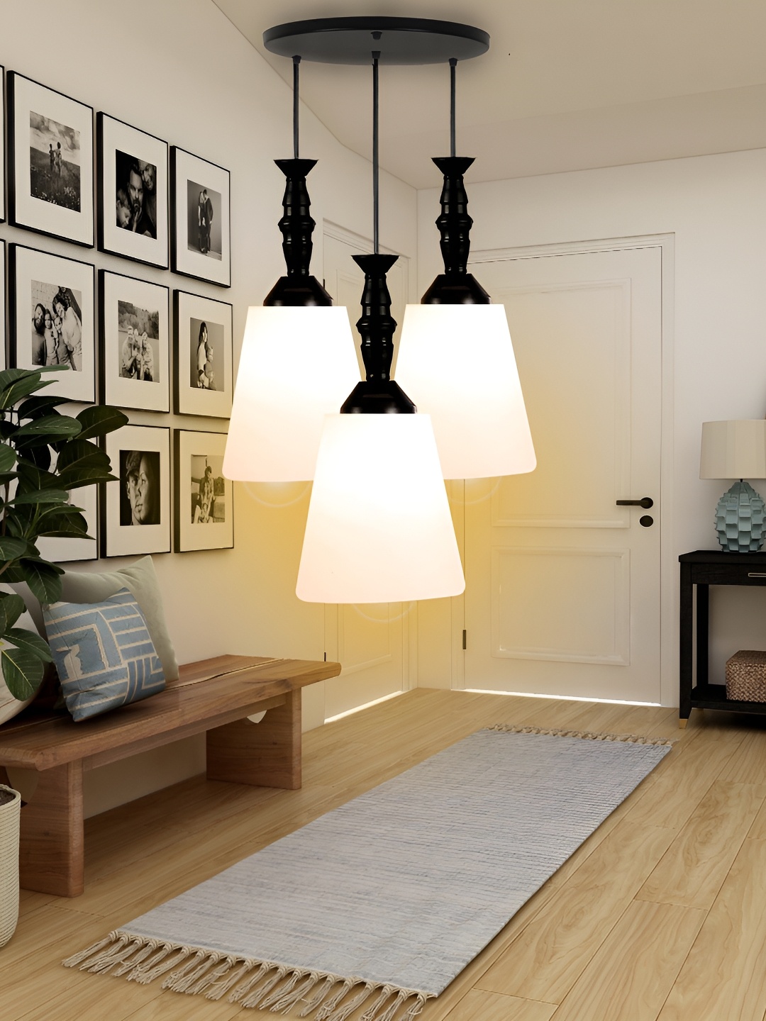 

GAUVIK Black & White Traditional Ceiling Lamp
