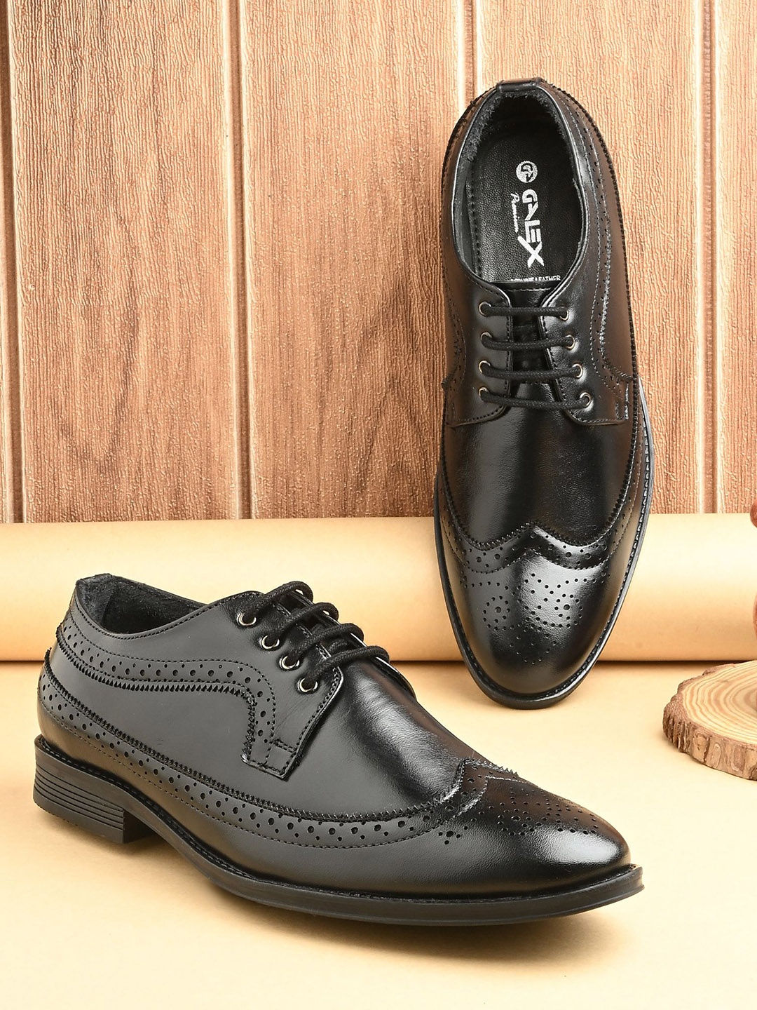 

GALEX Men Leather Derbys, Black