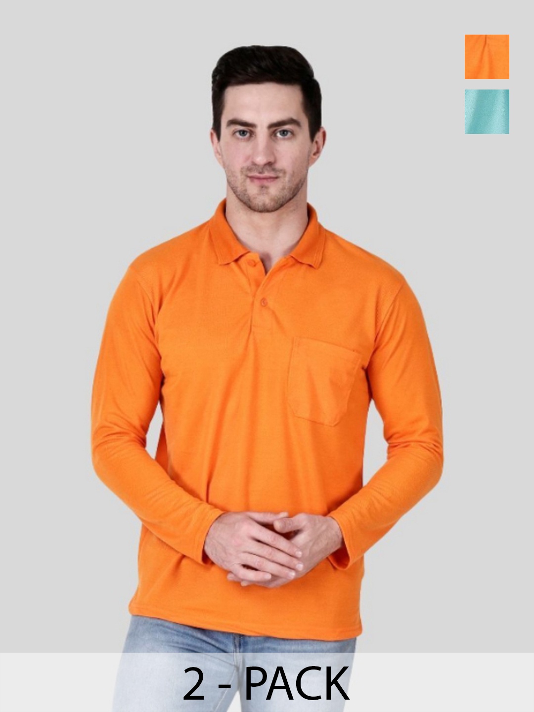 

SAIKSA FASHION Men 2 Polo Collar Pockets T-shirt, Multi