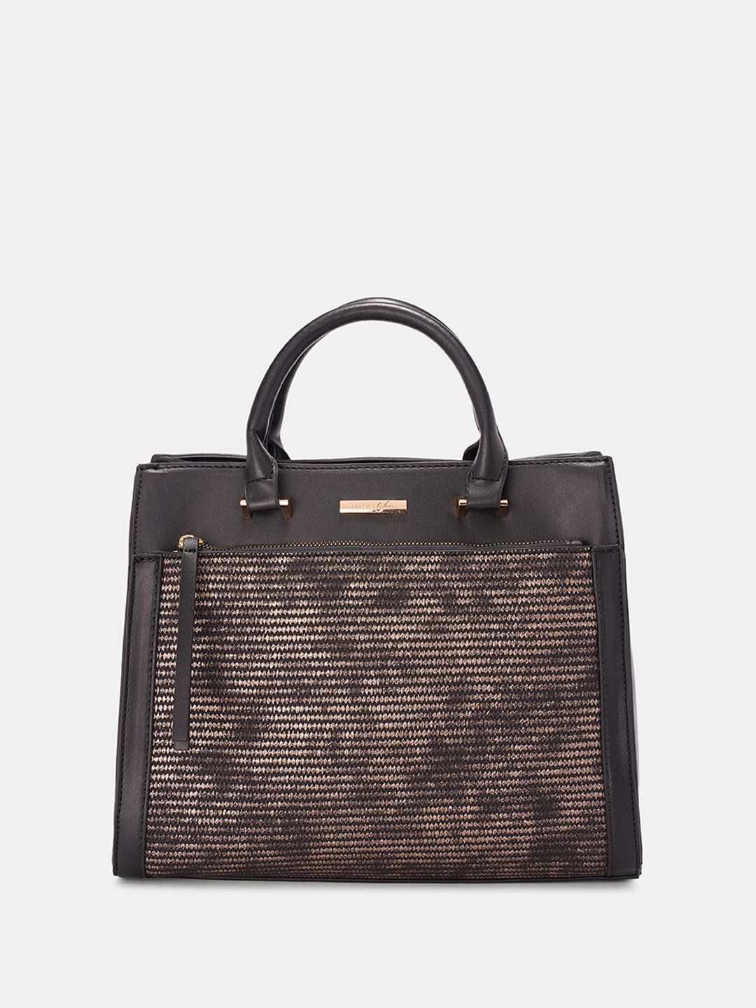 

Forever Glam by Pantaloons Textured PU Structured Shoulder Bag, Black