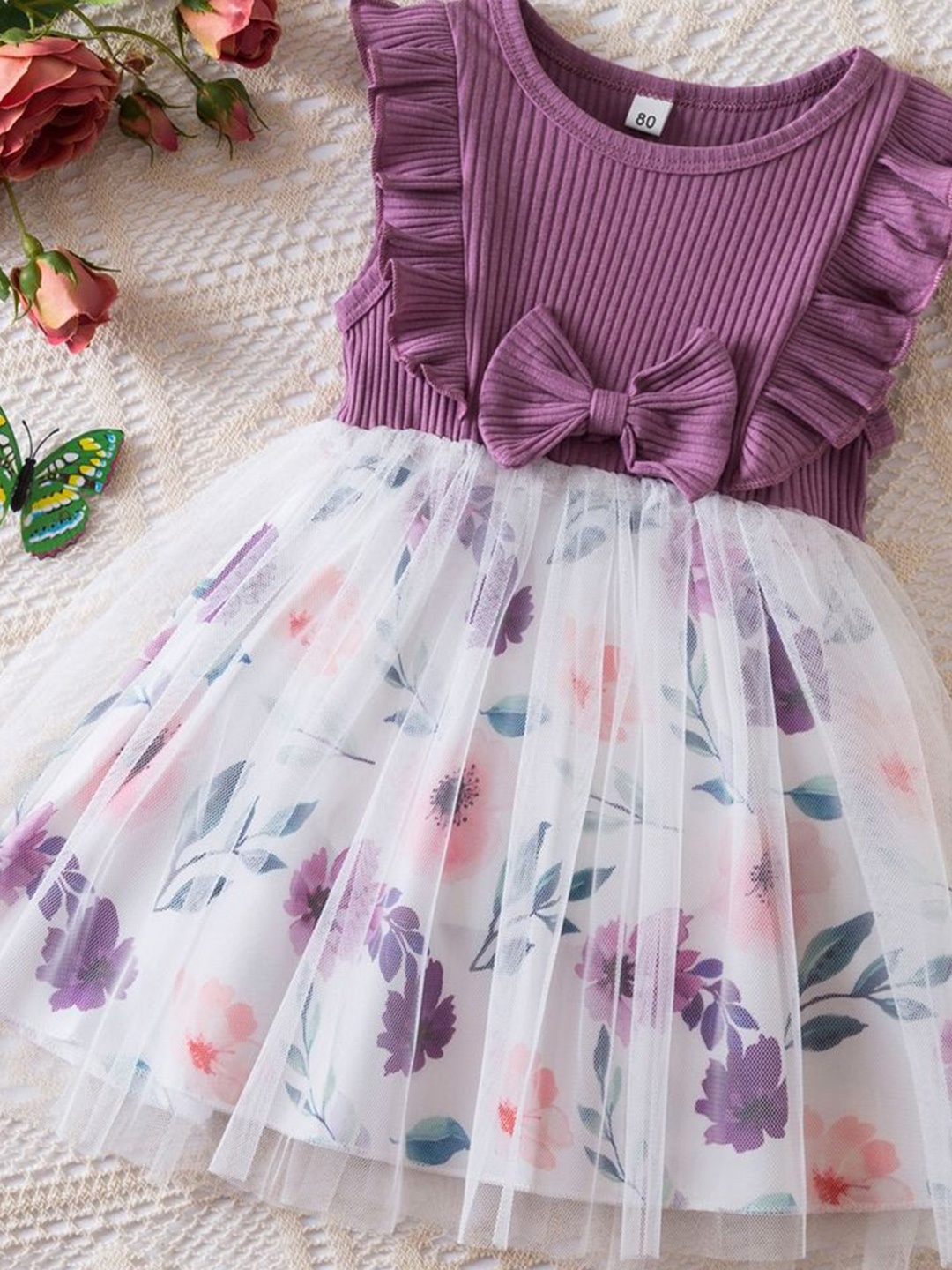 

LULU & SKY Floral Print Fit & Flare Dress, Purple