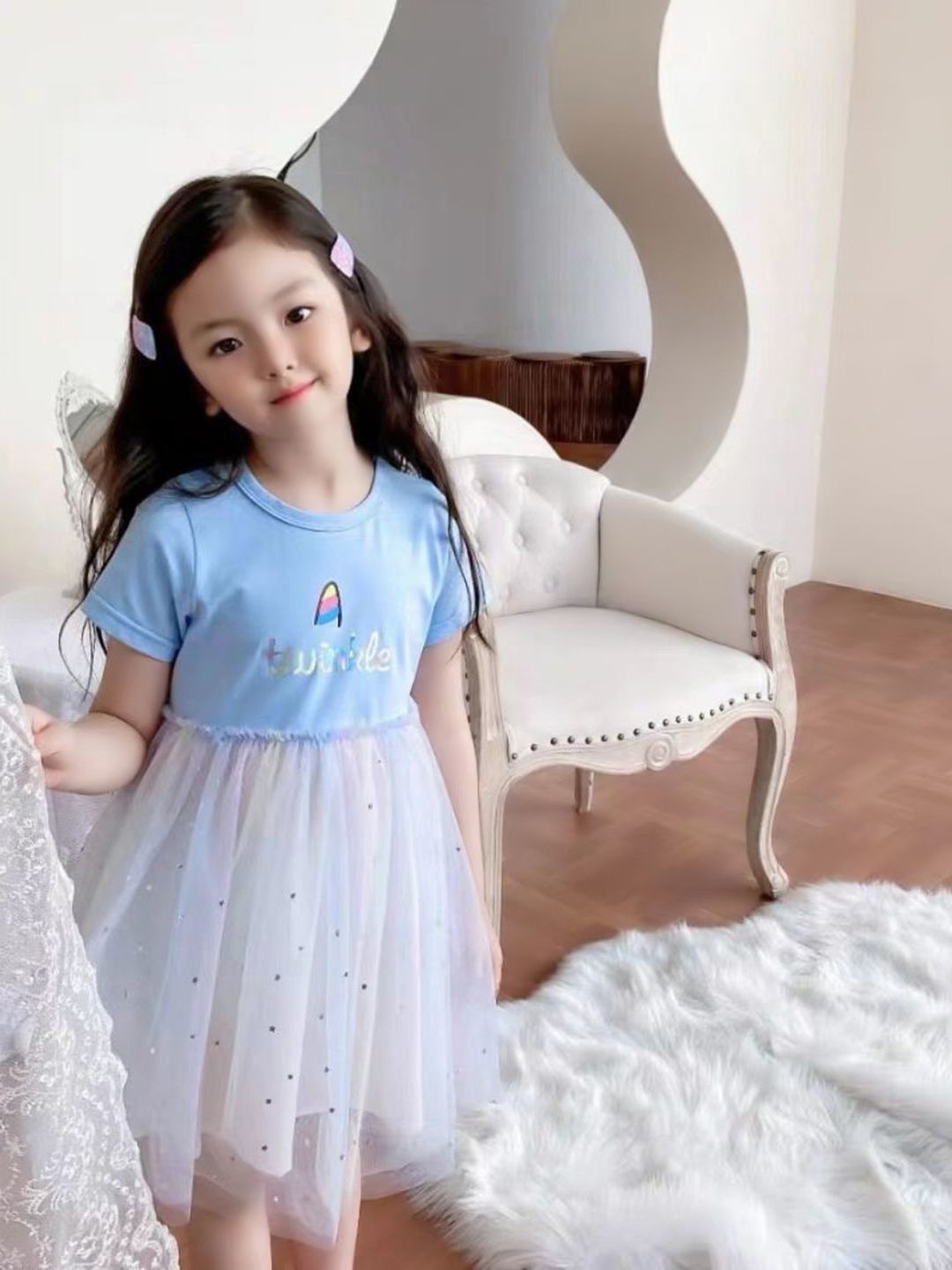 

YK Print A-Line Dress, Blue