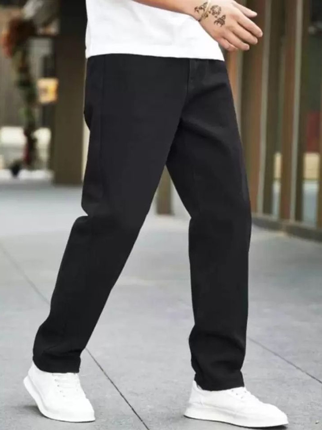 

COMFITS Men Classic Slash Knee Stretchable Jeans, Black