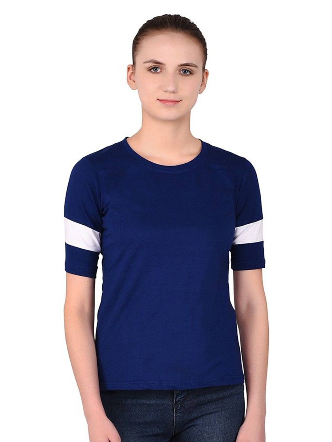 

BEYOU FASHION Women Applique Slim Fit T-shirt, Blue