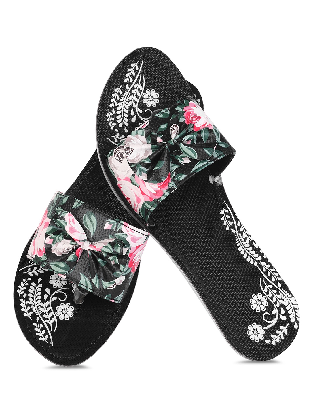 

PENNEN Women Printed Open Toe Flats, Green