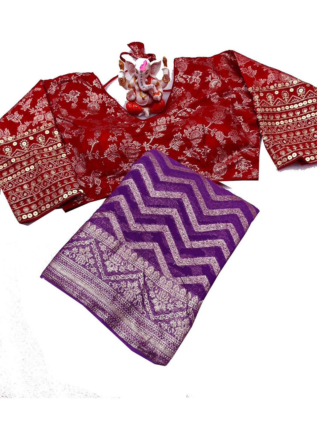 

PAYAL CREATION Woven Design Zari Pure Georgette Designer Saree, Purple
