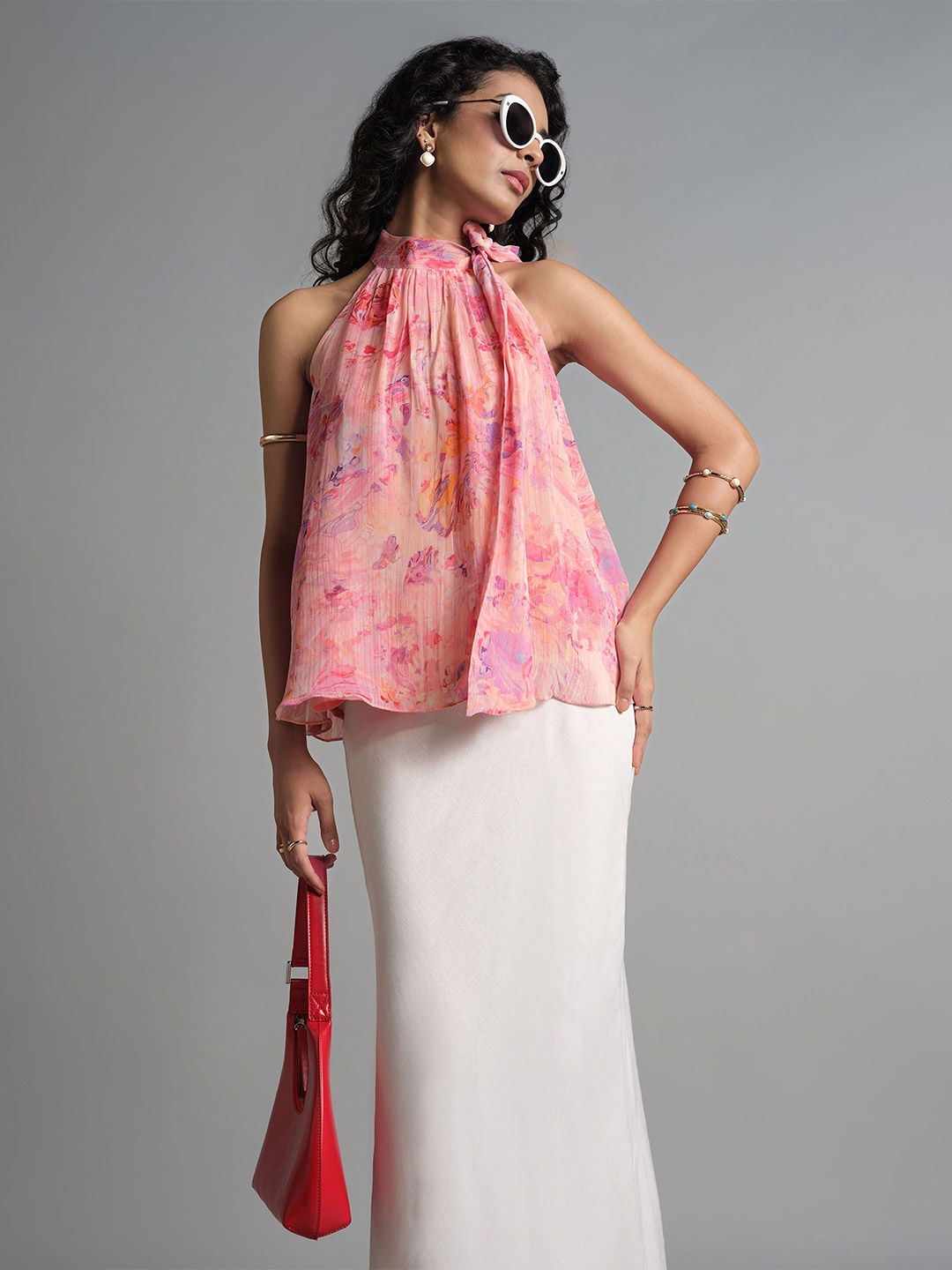 

AND Floral Print Top, Pink