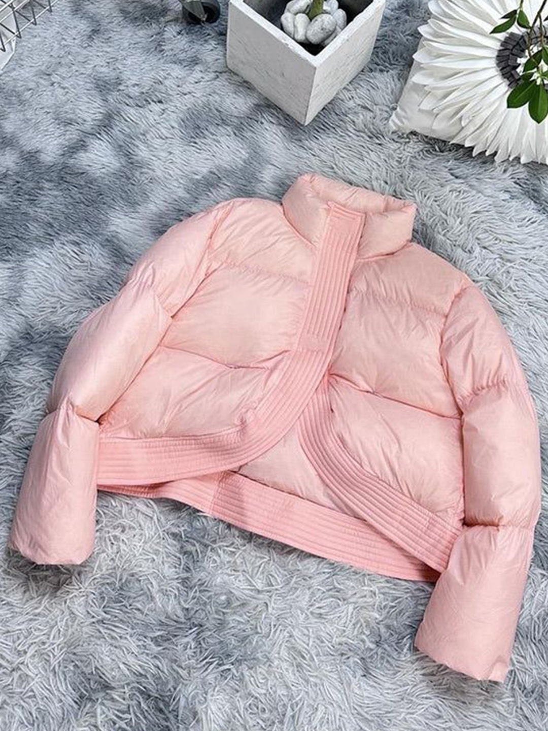 

PANKH Heart Quilt Bomber Down Jacket, Pink
