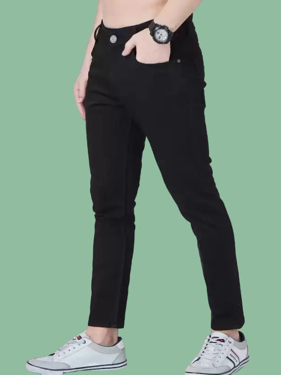 

COMFITS Men Classic Highly Distressed Stretchable Jeans, Black