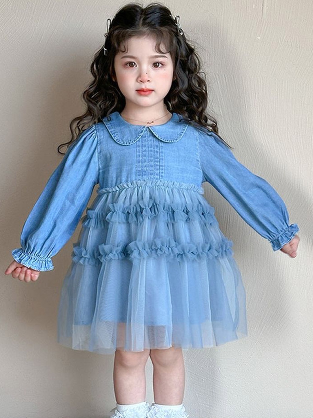 

LULU & SKY Puff Sleeve A-Line Dress, Blue