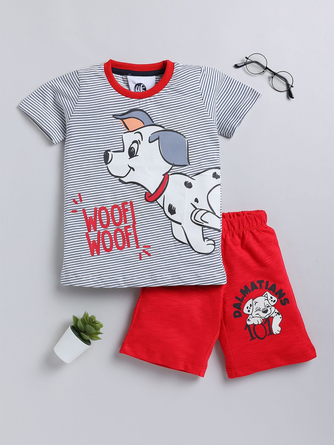

YK Boys Printed T-shirt with Shorts, White