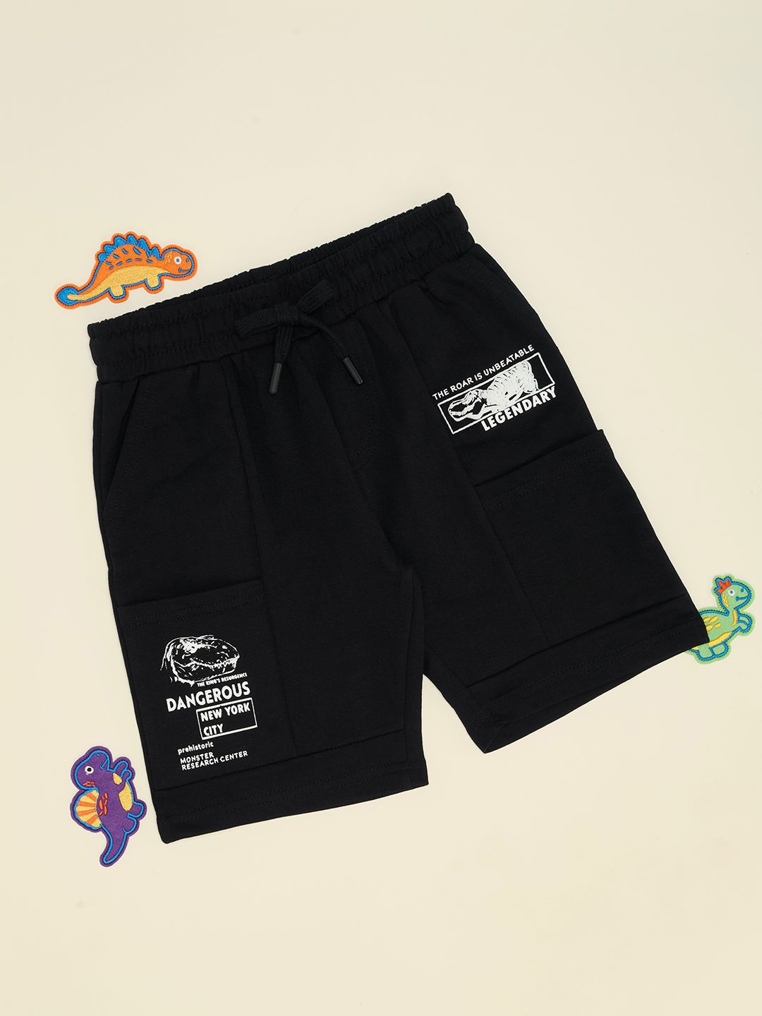 

Pantaloons Junior Boys Printed Shorts, Black