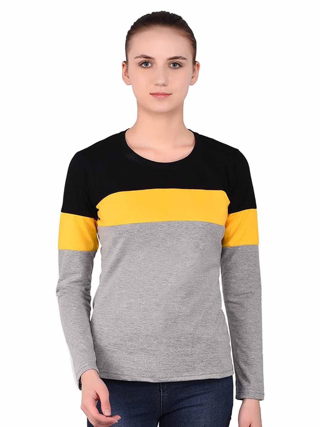 

BEYOU FASHION Women Colourblocked Applique Slim Fit T-shirt, Black