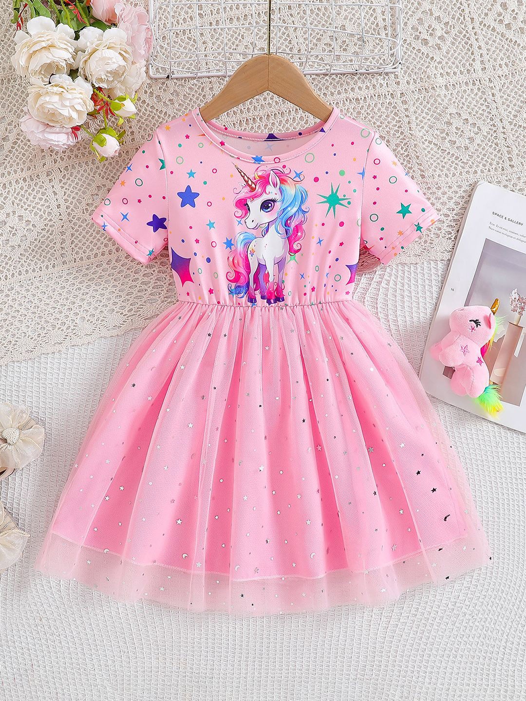 

YK Polka Dot Print Fit & Flare Midi Dress, Pink