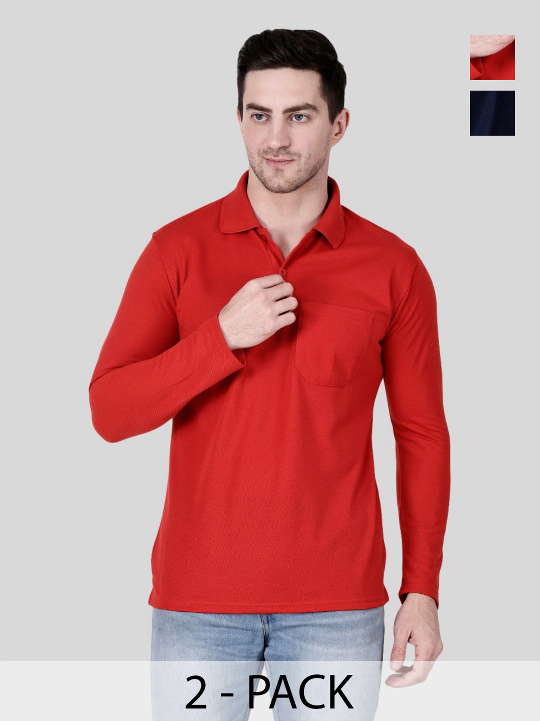 

SAIKSA FASHION Men 2 Polo Collar Pockets T-shirt, Multi