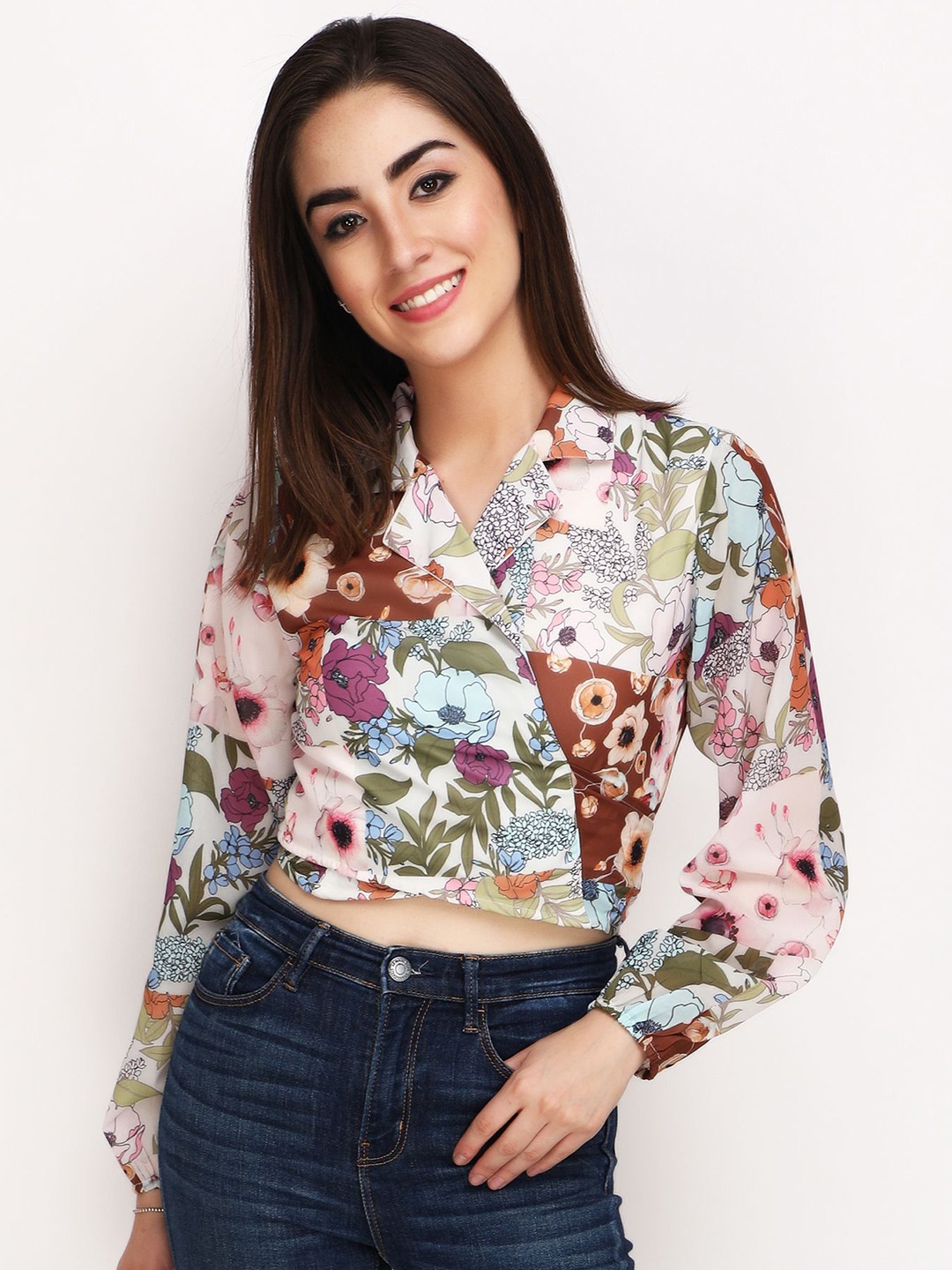 

JAKANARY Crepe Crop Top, Multi