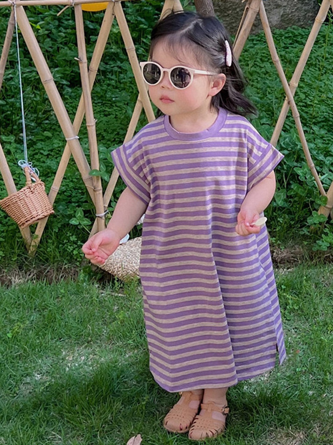 

LULU & SKY Striped A-Line Dress, Purple