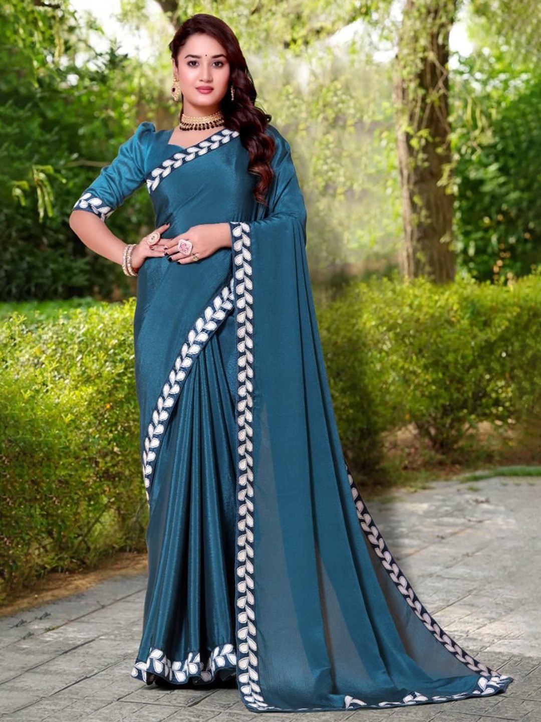

jayant creation Embroidered Pure Georgette Designer Saree, Blue
