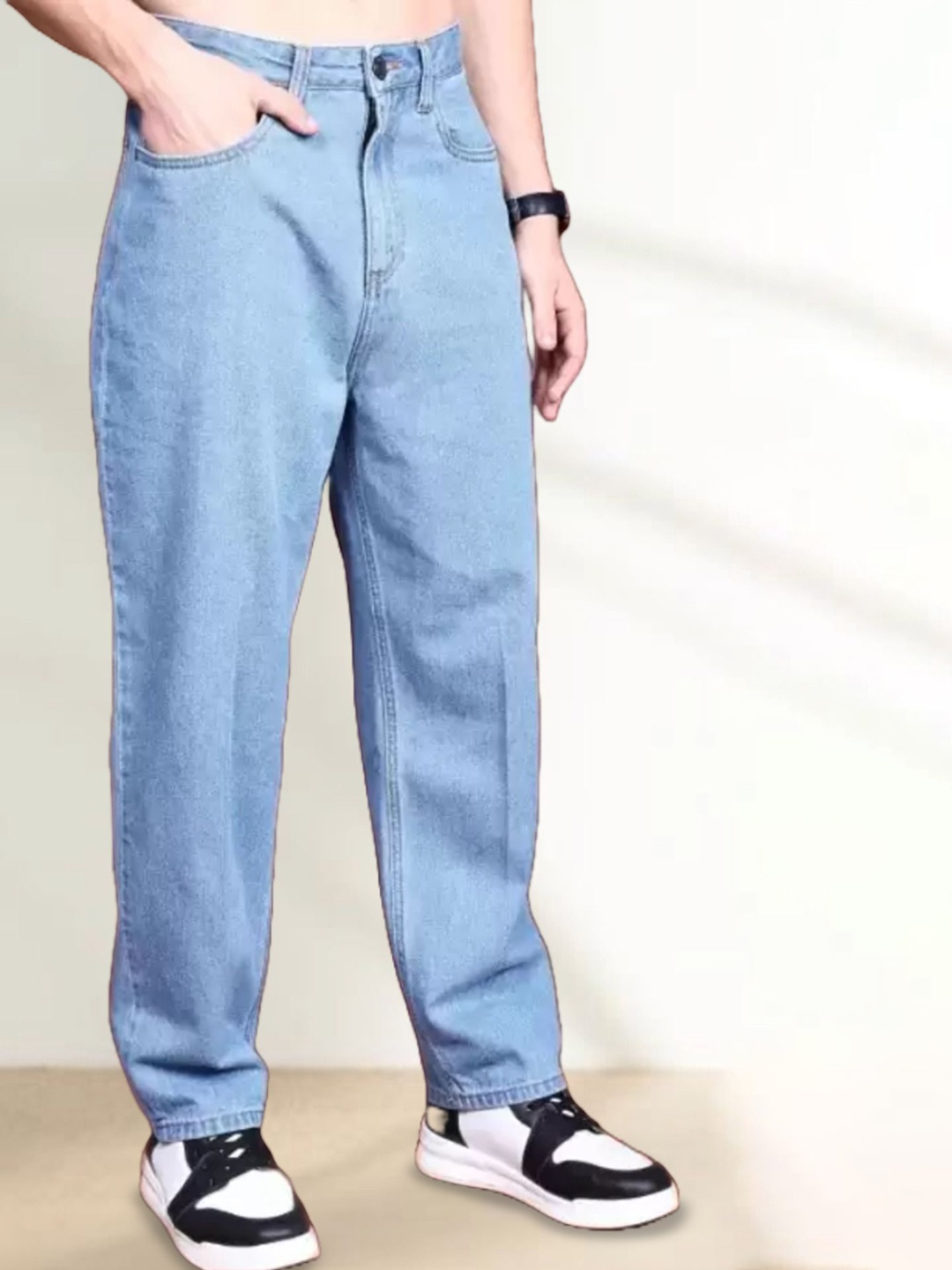 

COMFITS Men Classic Slash Knee Light Fade Stretchable Jeans, Blue