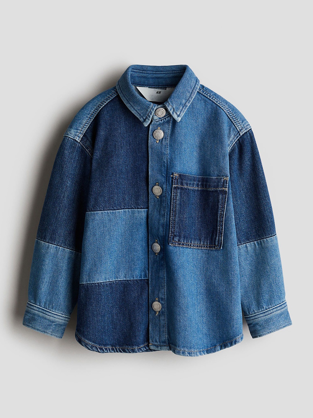 

H&M Block-Coloured Denim Shirt, Blue