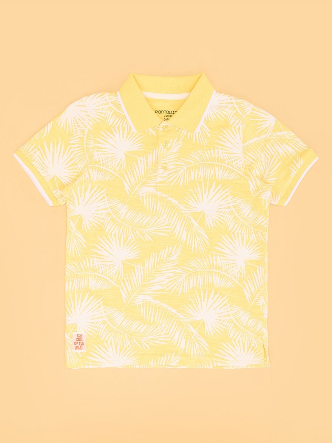 

Pantaloons Junior Boys Floral Printed Tropical Raw Edge T-shirt, Yellow