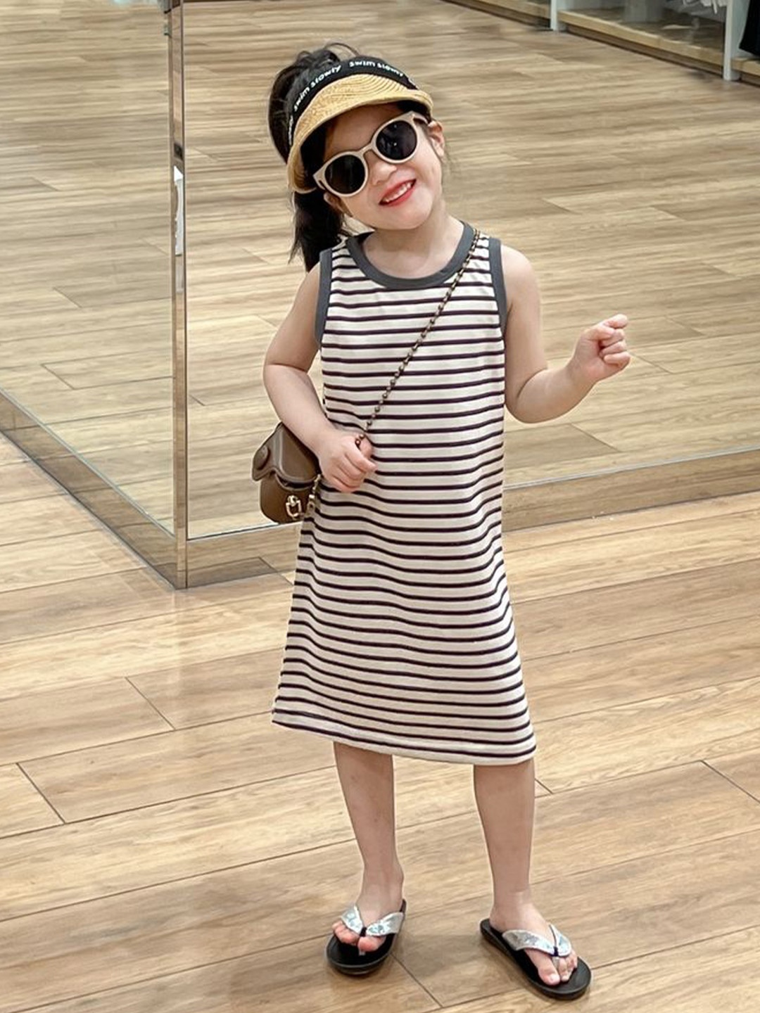 

LULU & SKY Striped T-shirt Dress, Grey