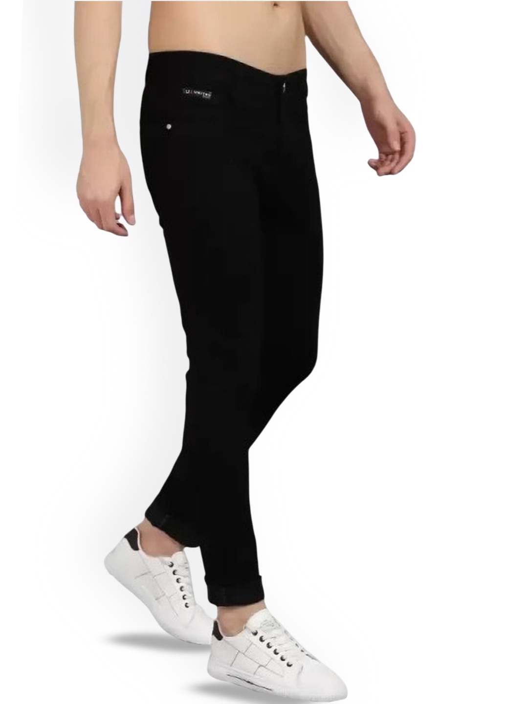 

COMFITS Men Classic Mildly Distressed Stretchable Jeans, Black