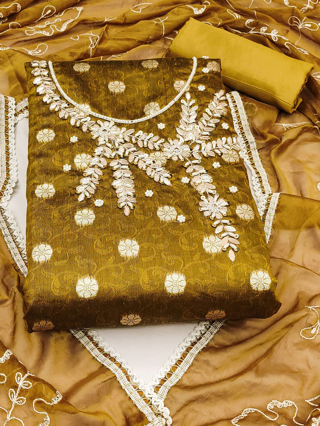 

SHADOW & SAINING Semi-Stitched Dress Material, Mustard