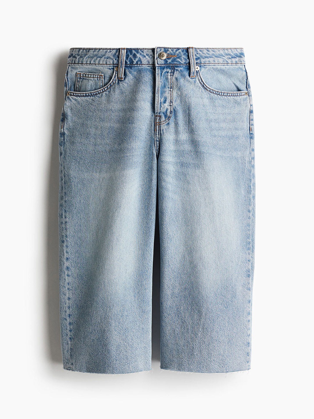 

H&M Low Knee-Length Denim Shorts, Blue
