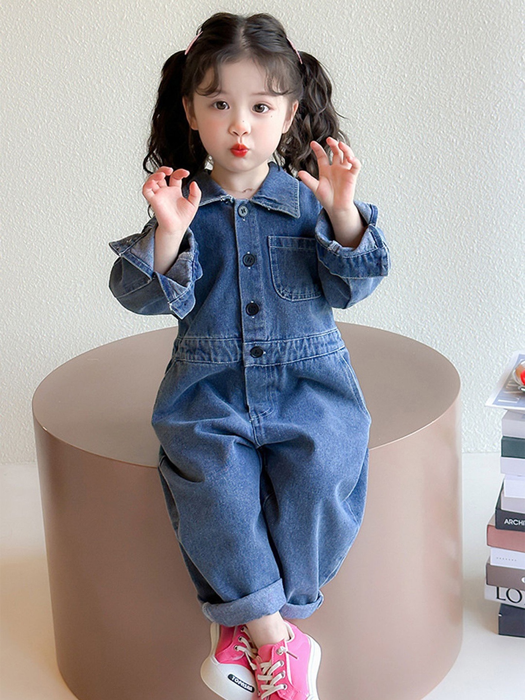 

LULU & SKY Girls Basic Jumpsuit, Blue
